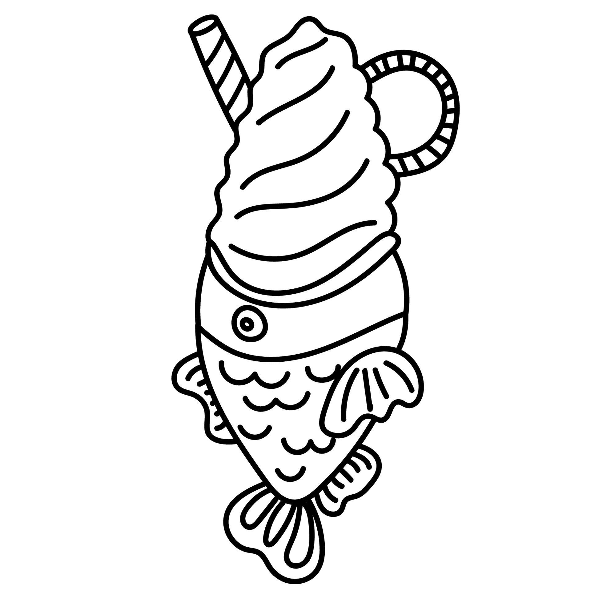 Taiyaki Japanese fishshaped cake.Japanese street food dessert