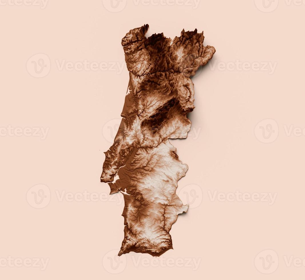 Map of Portugal in old style, brown graphics in a retro style Vintage Style. High detailed 3d illustration photo