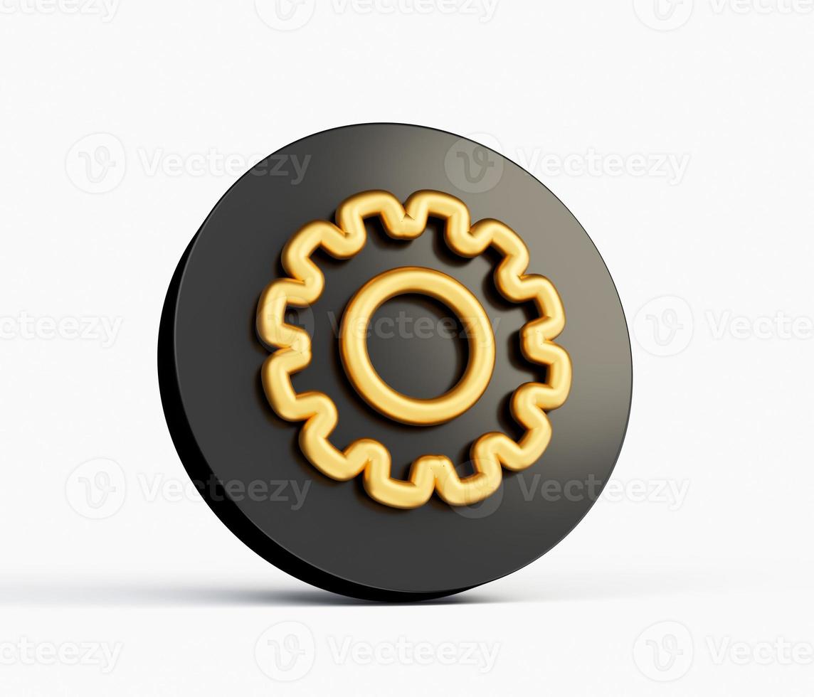 Gold Metal gear or setting icon isolated on white background 3D illustration photo