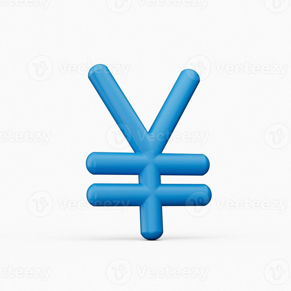 símbolo de yen azul y blanco icono 3d aislado ilustración 3d foto