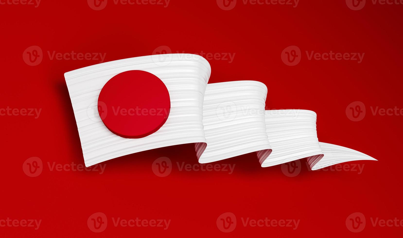 Abstract Japan flag ribbon isolated background Red and White 3d illustration photo