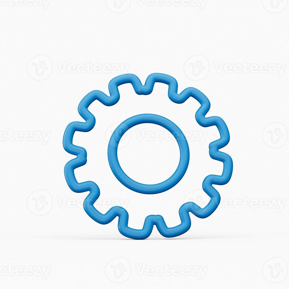 Blue update gear setting icon 3d illustration isolated photo