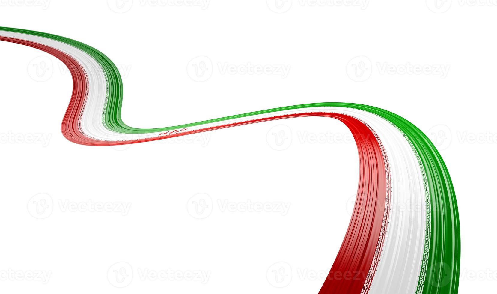 Waving ribbon with Flag of Iran, Independence day banner. 3d illustration photo