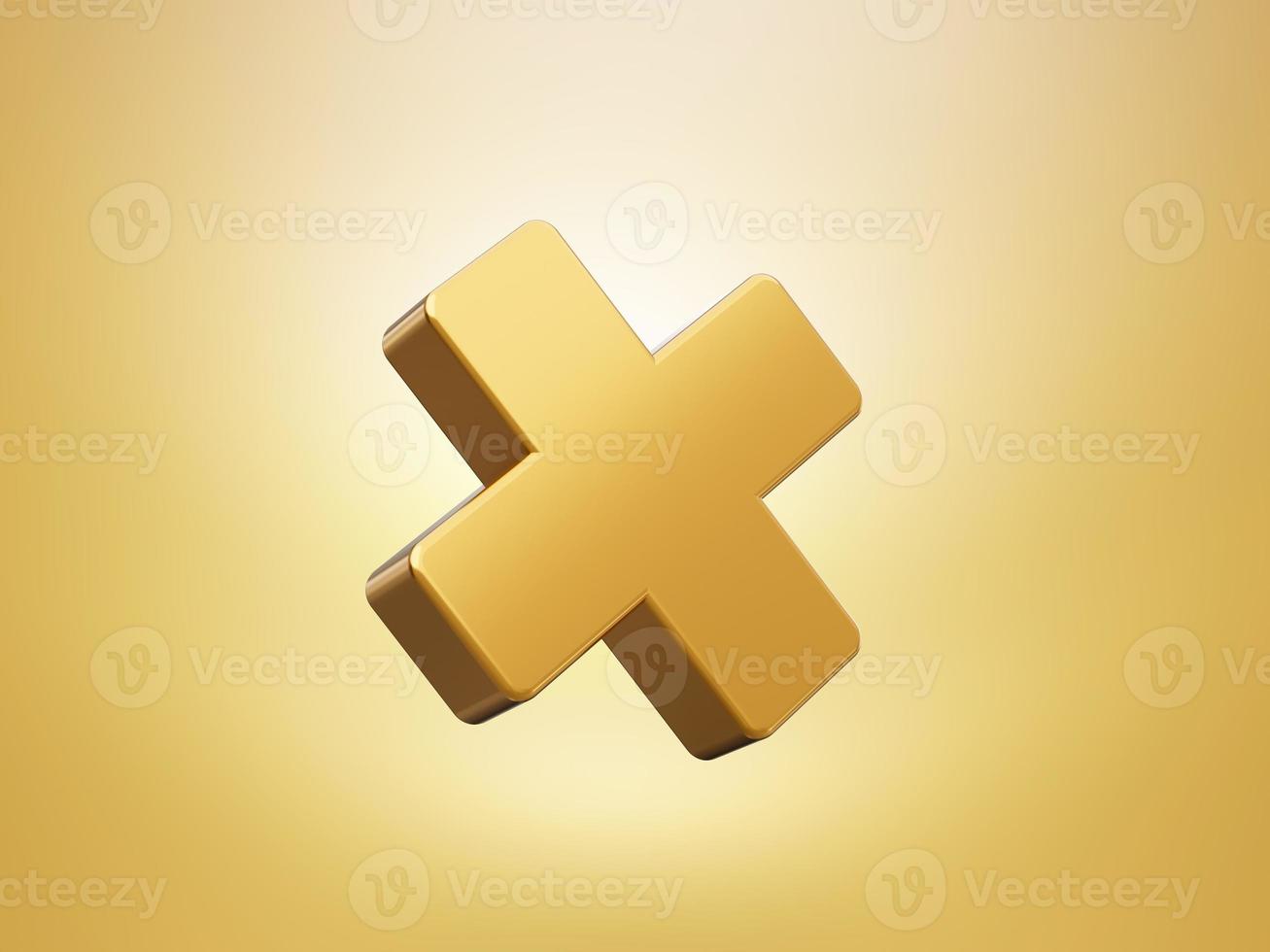 Mathematical gold Multiple symbols 3d style. Isolated objects on white background 3d illustration photo