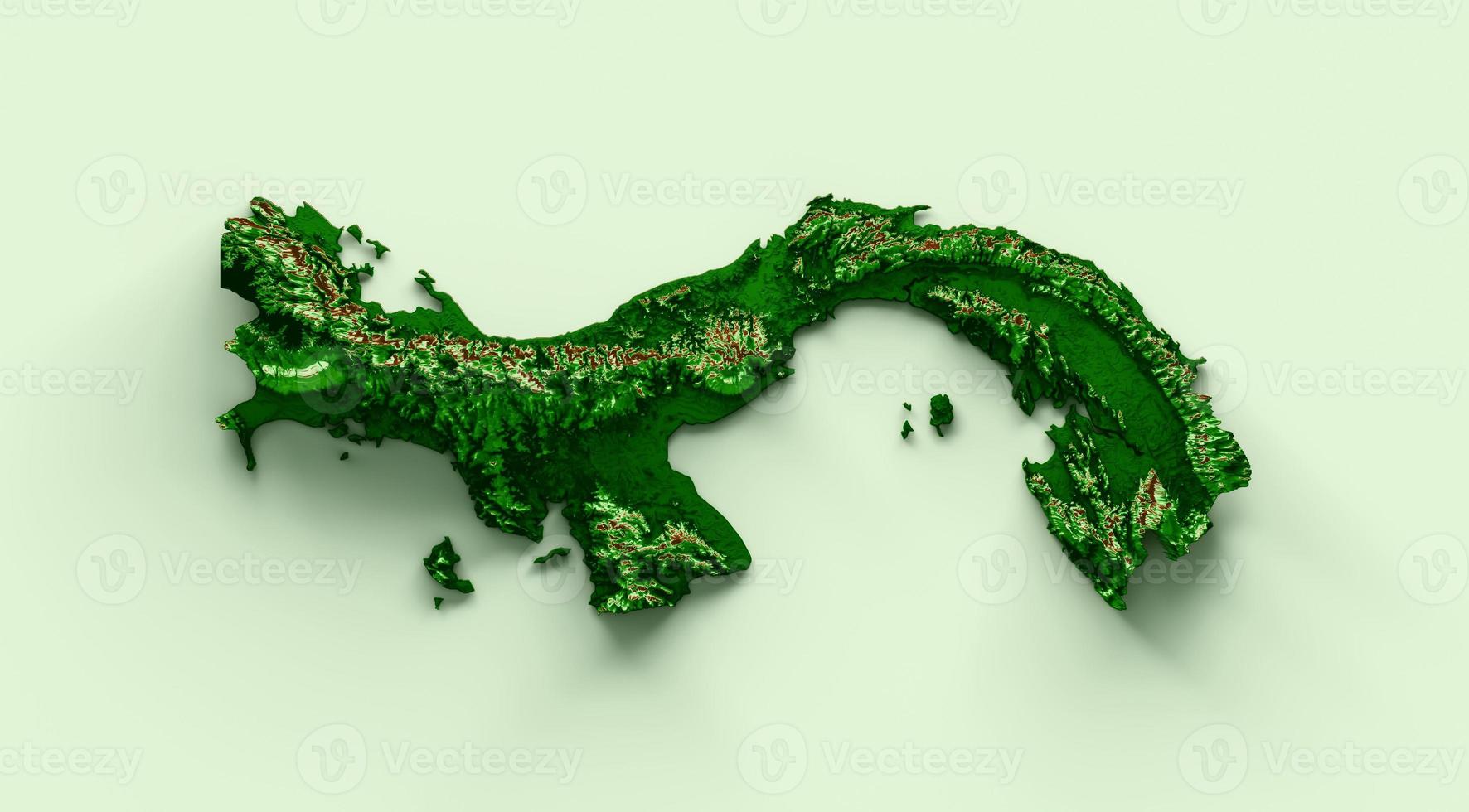 Panama Topographic Map 3d realistic map Color 3d illustration photo