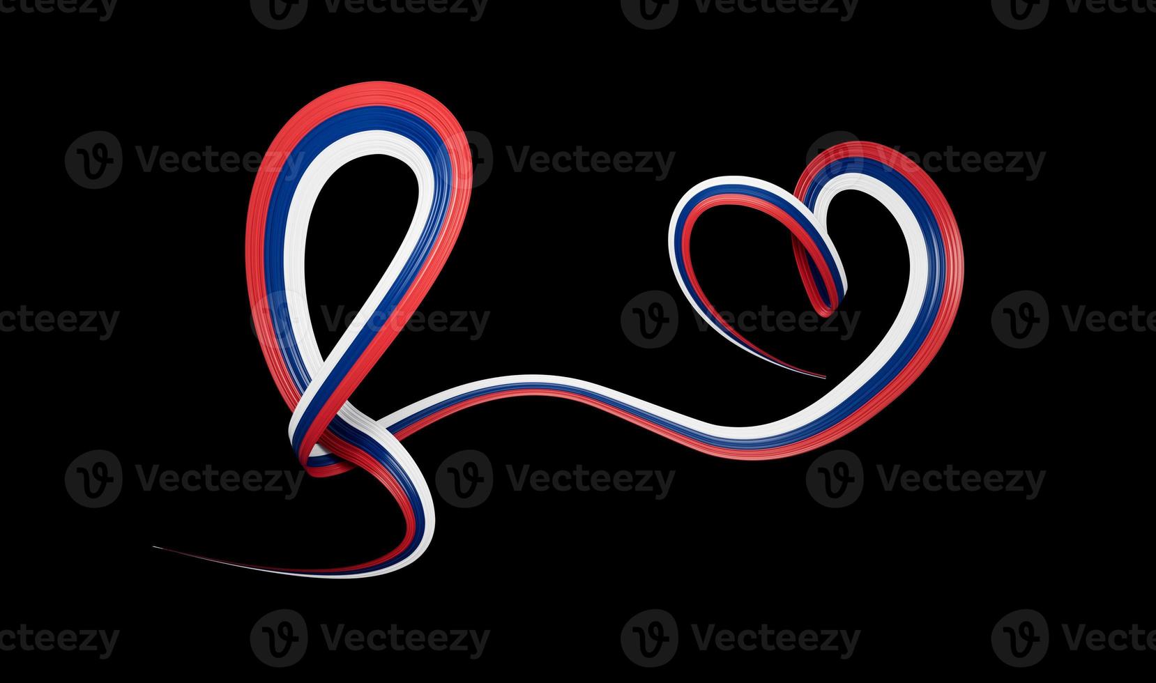 Serbian flag heart shaped ribbon. 3d illustration. photo