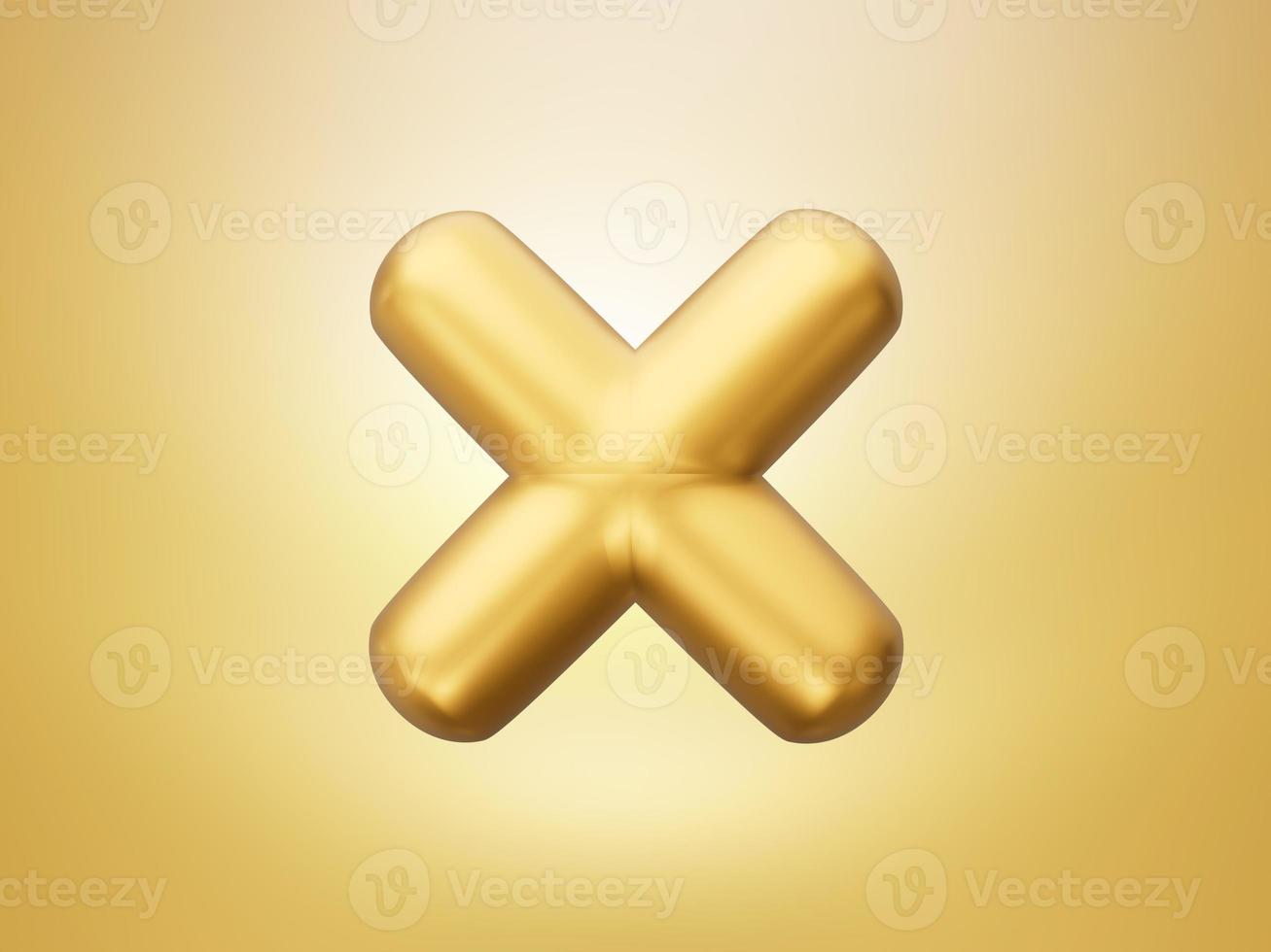 Mathematical gold Multiple symbols 3d style. Isolated objects on white background 3d illustration photo