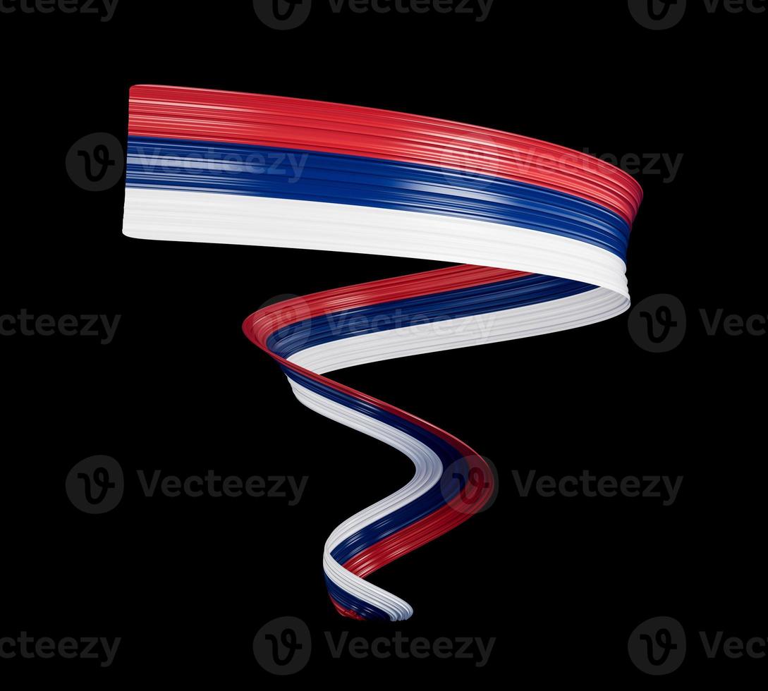 Serbia abstract 3D wavy flag red blue white modern Serbian ribbon strip 3d illustration photo