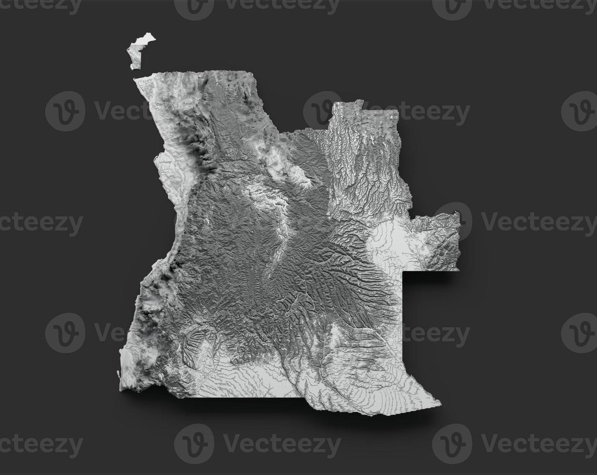 Angola Map Shaded relief Color Height map on the sea Blue Background 3d illustration photo