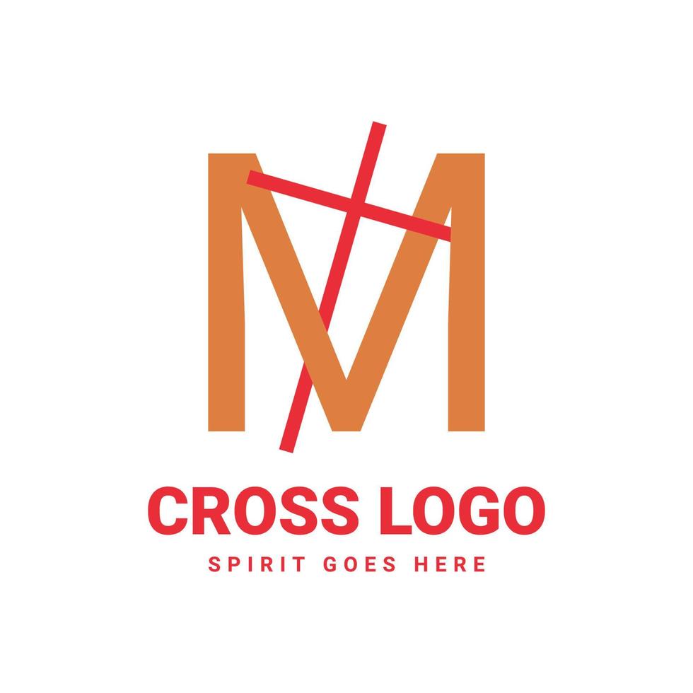 letter M initial cross vector logo design