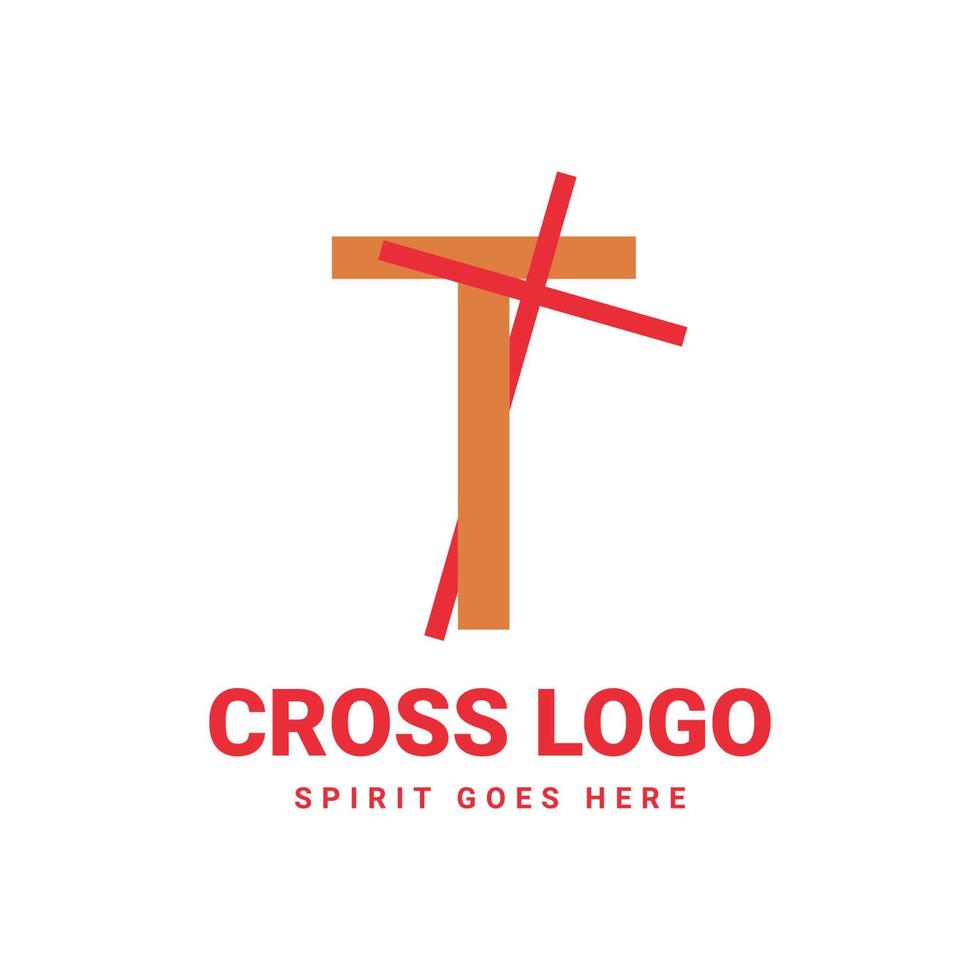 letter T initial cross vector logo design