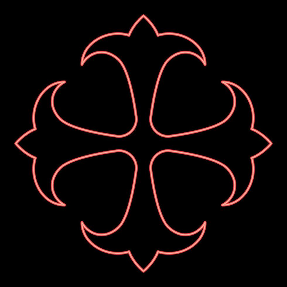 símbolo de neón campo lirio kreen fuerte cruz monograma dokonstantinovsky símbolo del apóstol ancla esperanza signo cruz religiosa color rojo vector ilustración imagen estilo plano