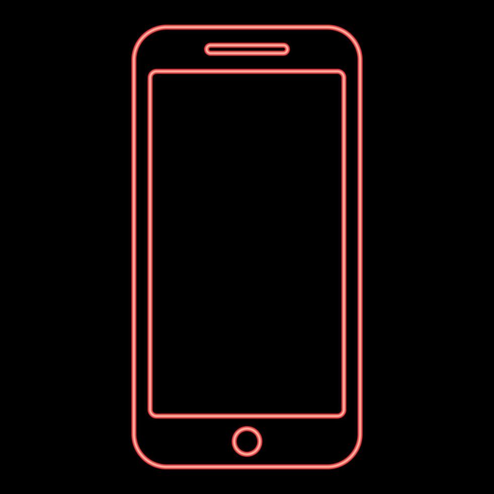 Neon smartphone red color vector illustration image flat style
