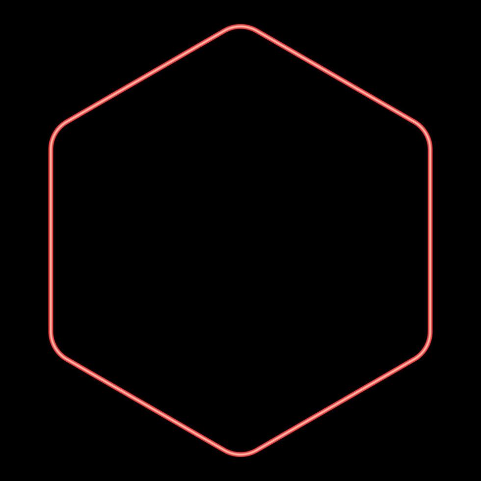 Neon hexagon with rounded corners red color vector illustration image flat style