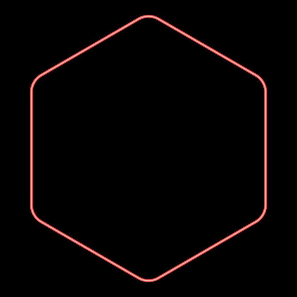 Neon hexagon with rounded corners red color vector illustration image flat style