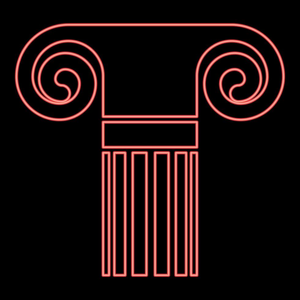 Neon column ancient style Antique classical column architecture element Pillar Greek roman column red color vector illustration image flat style