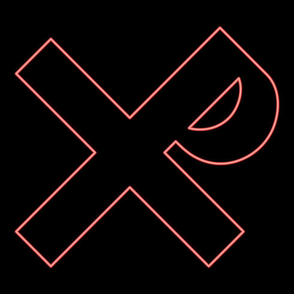 Neon cross monogram Rex tsar tzar czar Symbol of the His cross Saint Justin sign Religious cross red color vector illustration image flat style