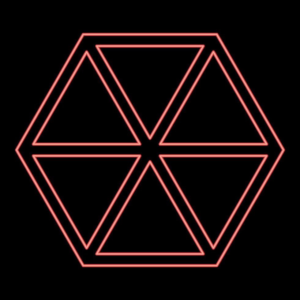 Neon abstract cube shape Hexagon box red color vector illustration image flat style