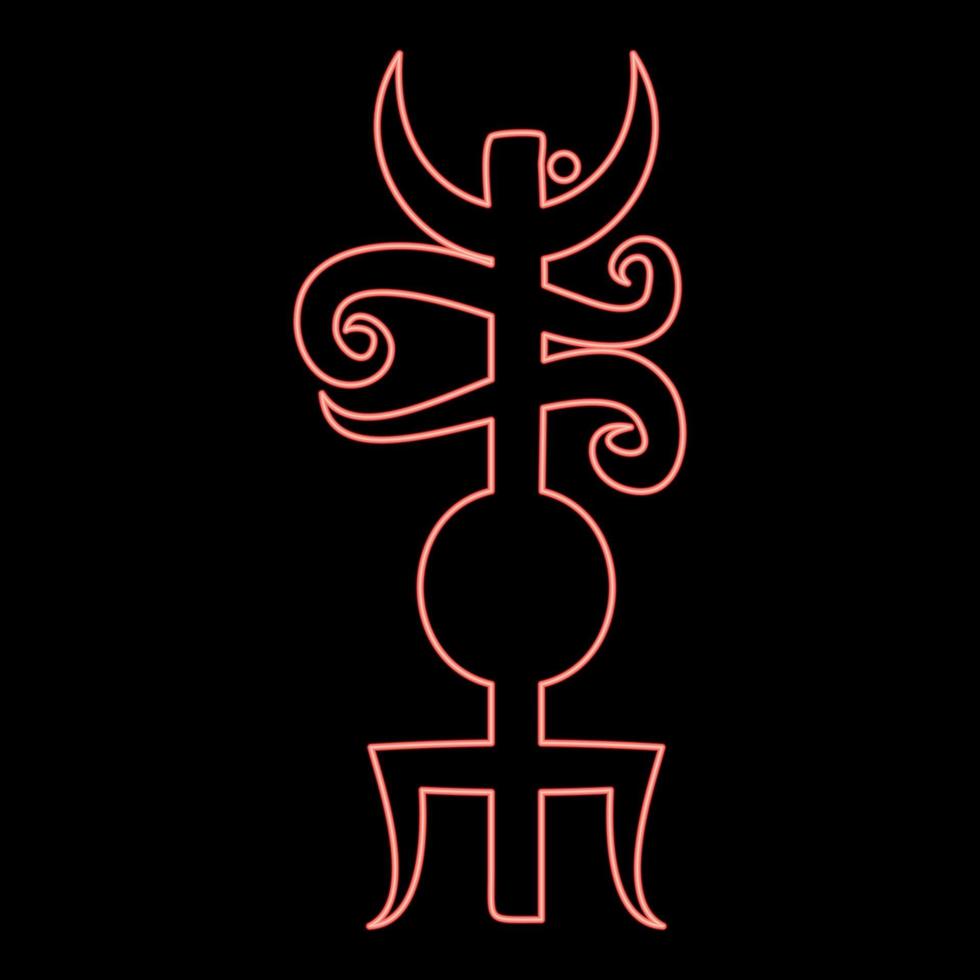 Neon name Odin rune Rune hide the name of Odin galdrastav red color vector illustration image flat style