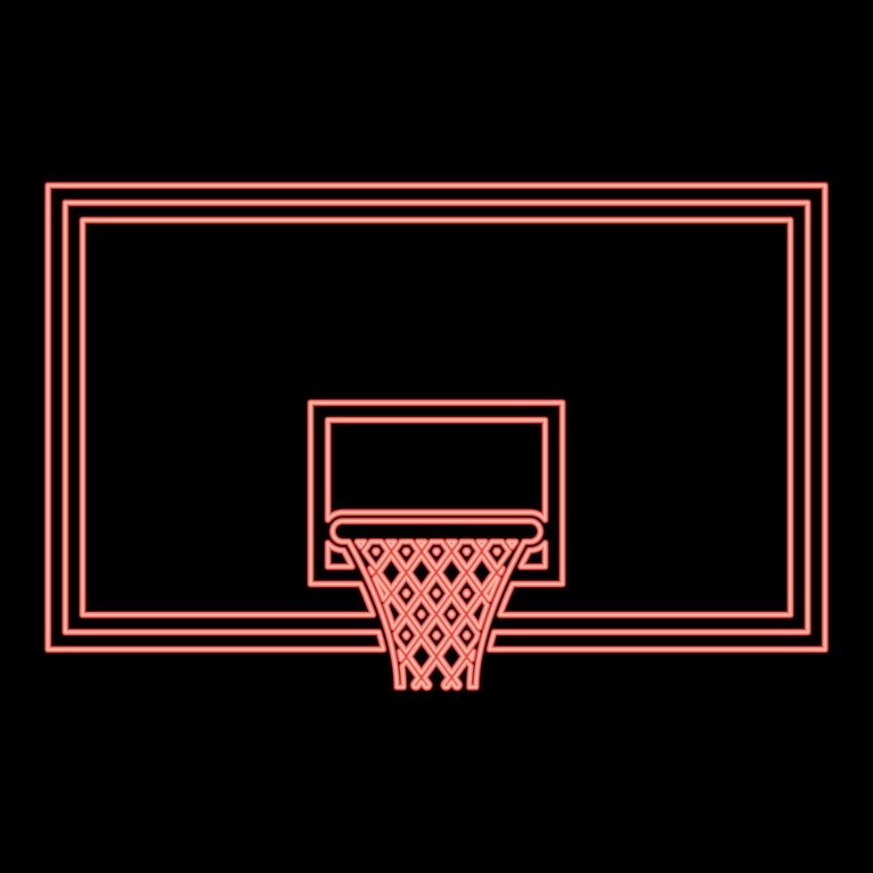 tablero de baloncesto de neón aro de baloncesto en el tablero color rojo vector ilustración imagen estilo plano