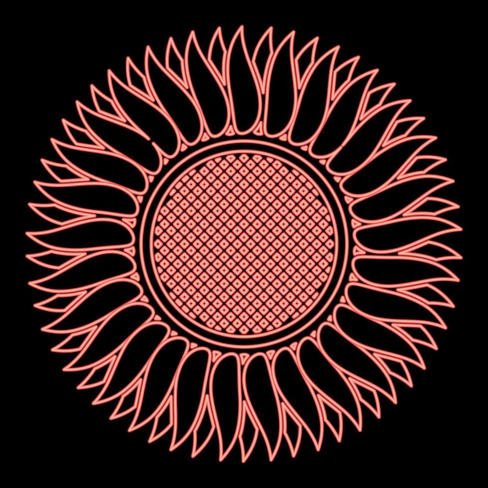 neón girasol rojo color vector ilustración imagen estilo plano