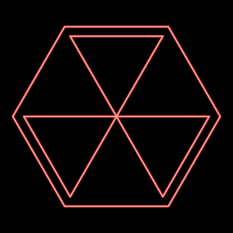 Neon abstract cube shape Hexagon box red color vector illustration image flat style