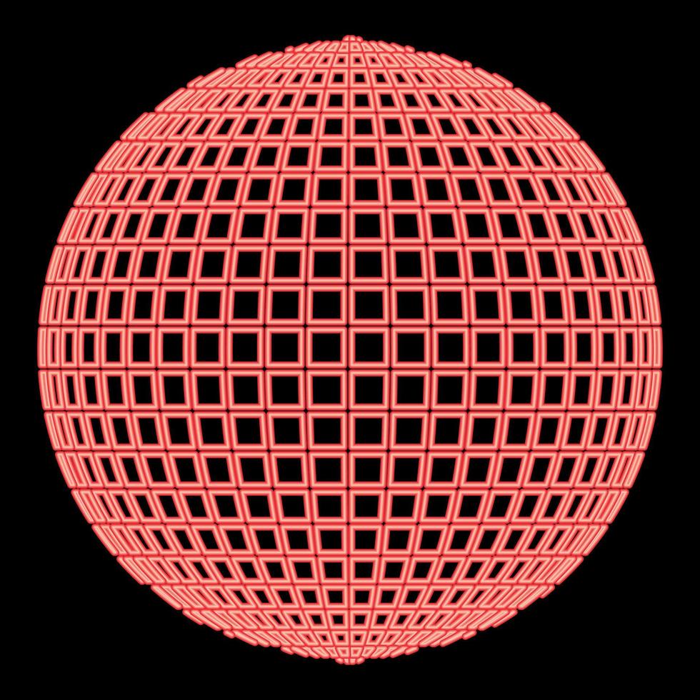 Neon disco ball Disco party concept Ball world concept Web idea red color vector illustration image flat style