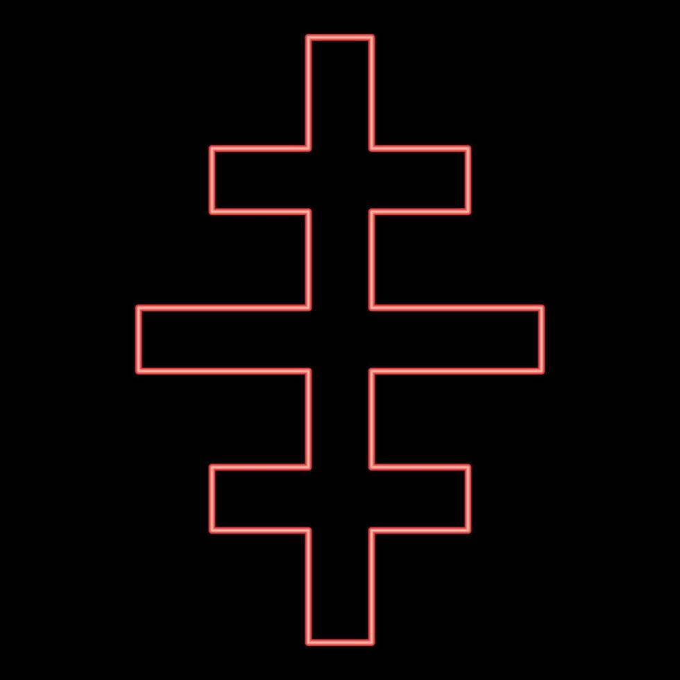 Neon cross papal roman church red color vector illustration image flat style