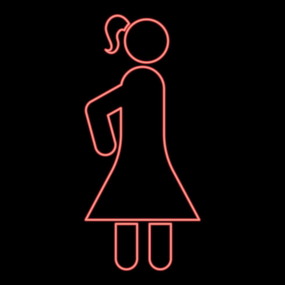 neón mujer palo rojo color vector ilustración imagen estilo plano