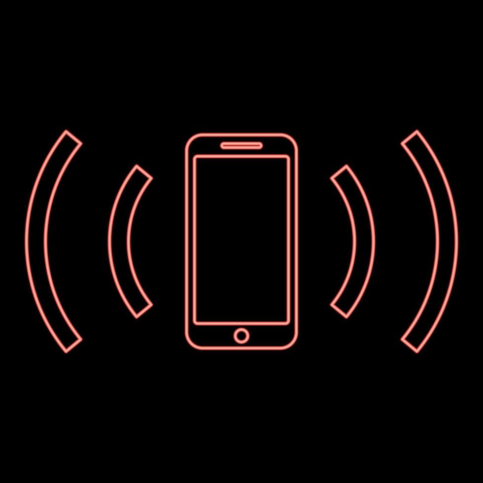 Neon smartphone emits radio waves Sound wave Emitting waves concept red