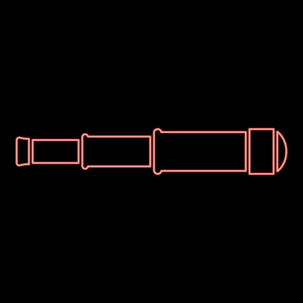 Neon spyglass Monocular Telescope lens red color vector illustration image flat style