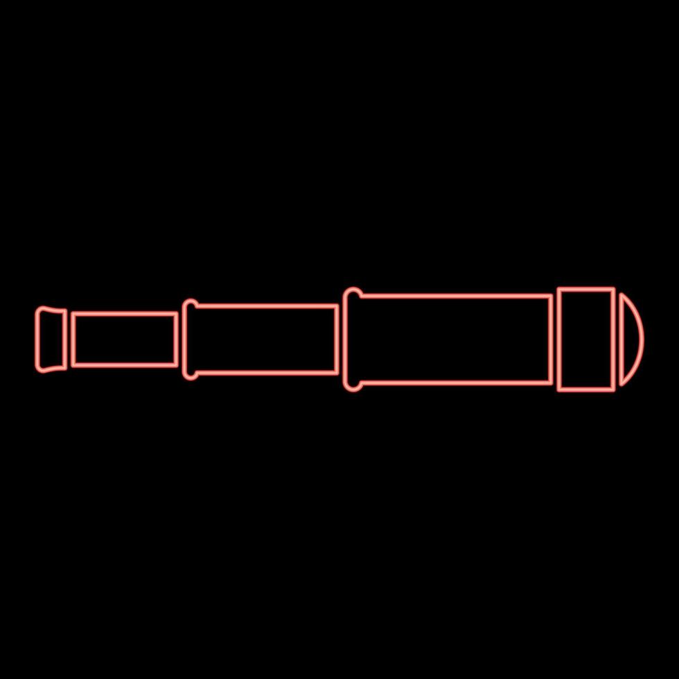 lente de telescopio monocular de catalejo de neón color rojo vector ilustración imagen estilo plano