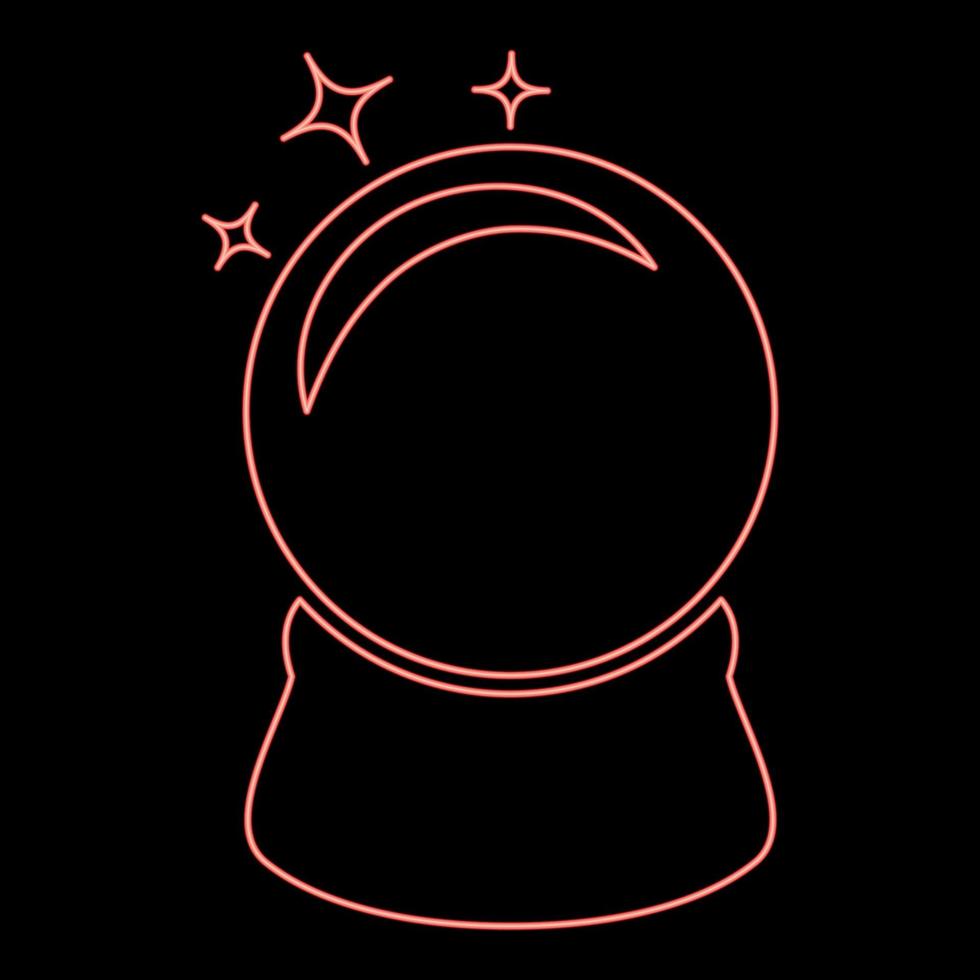 Neon crystal ball Glass sphere Spirutual concept Magic crystal ball red color vector illustration image flat style