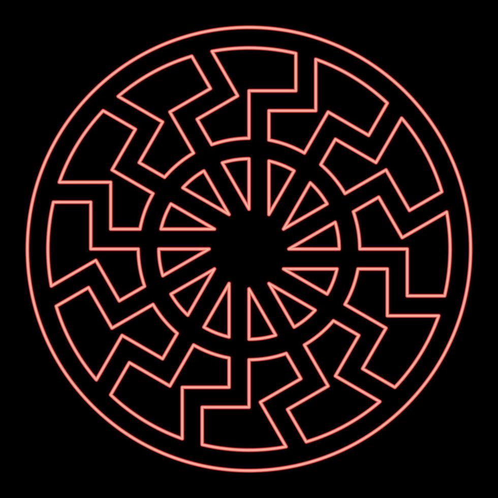 Neon black sun symbol red color vector illustration image flat style