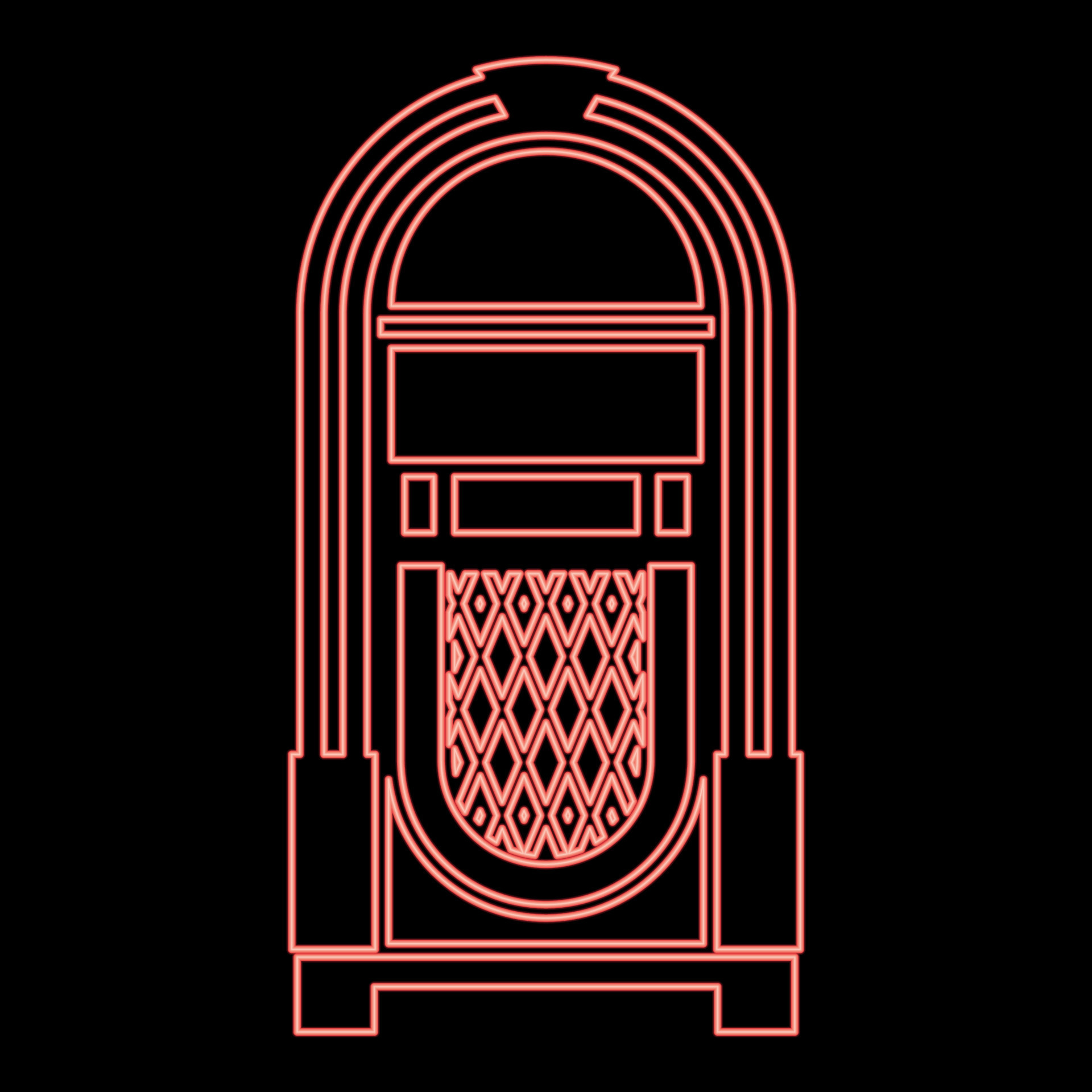 Neon jukebox Juke box automated retro music concept vintage playing