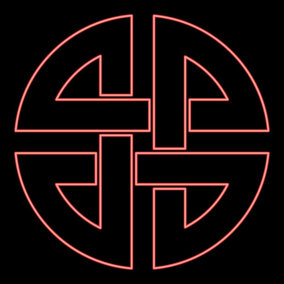Neon knot shield symbol of protection Ancient symbol red color vector illustration image flat style