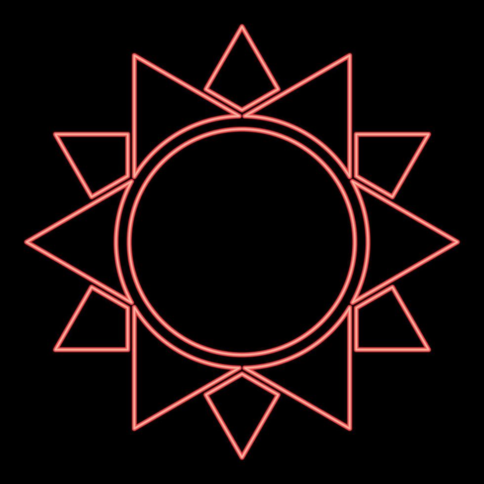 Neon sun red color vector illustration image flat style