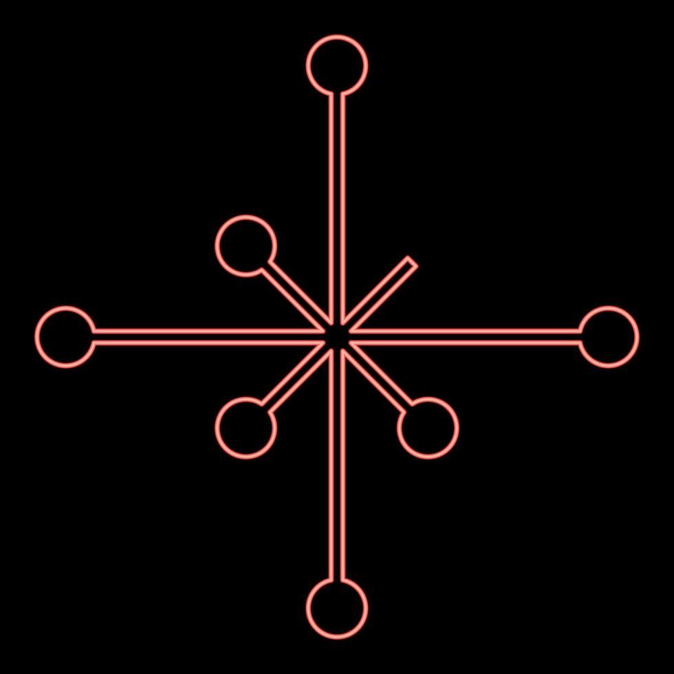 Neon helm of awe aegishjalmur or egishjalmur galdrastav red color vector illustration image flat style
