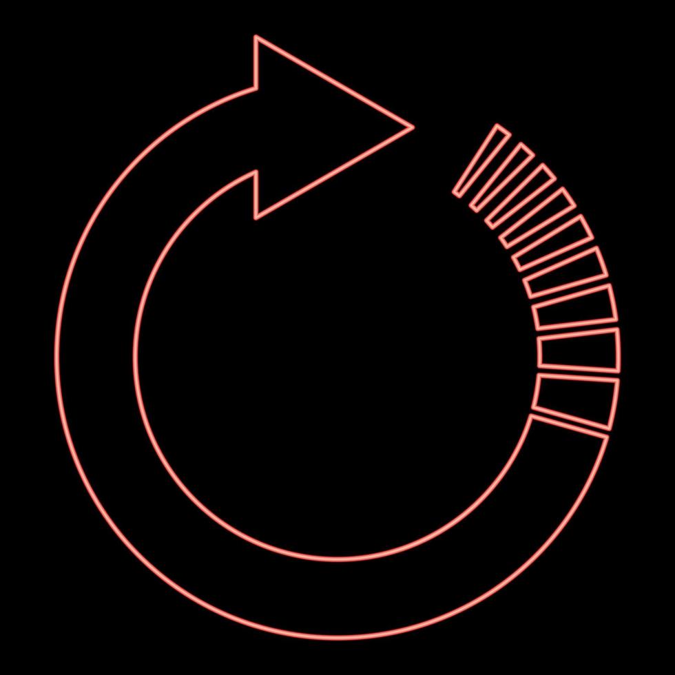 Neon circle arrow with tail effect Circular arrows Refresh update concept red color vector illustration image flat style