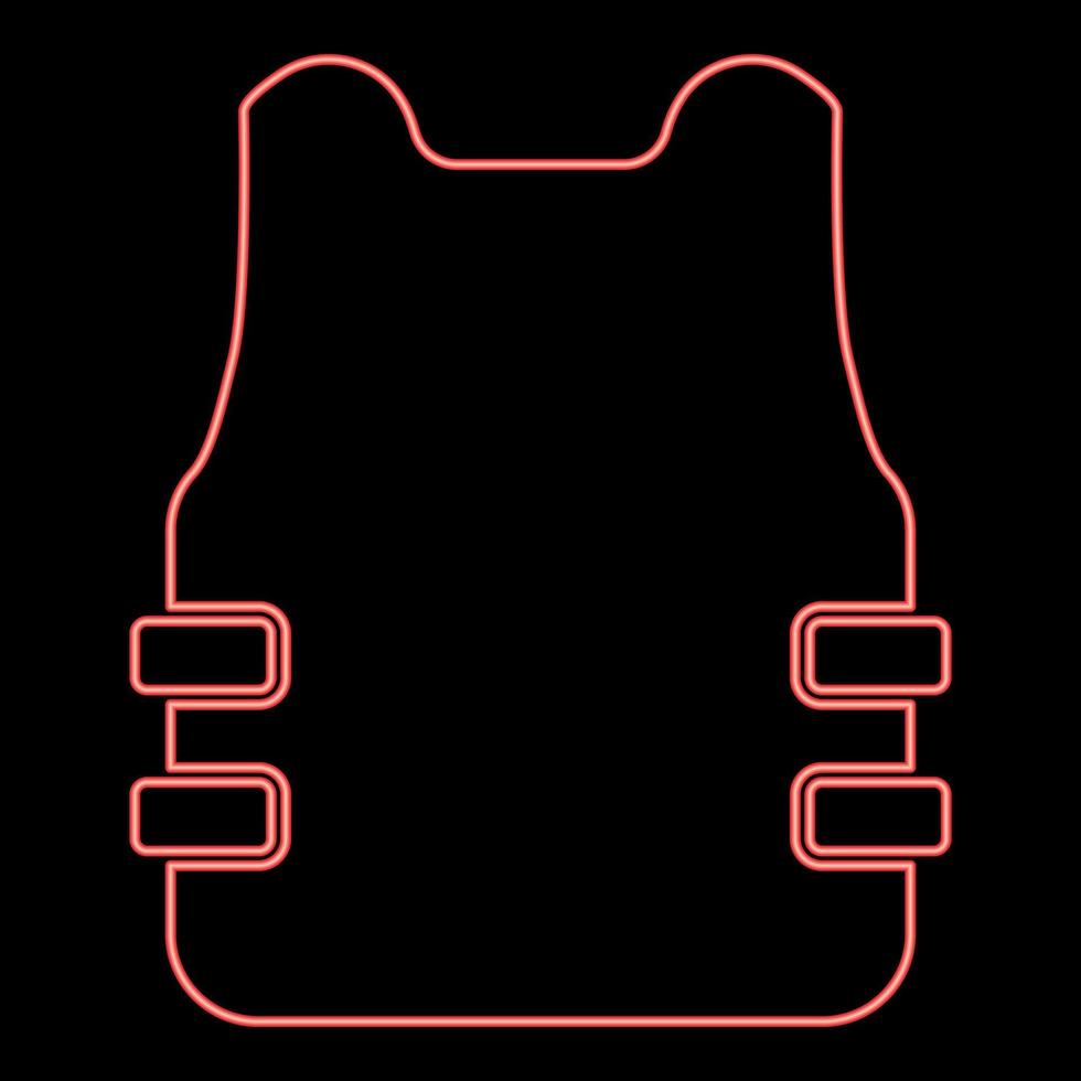 Neon bullet-proof vest flak jacket red color vector illustration image flat style