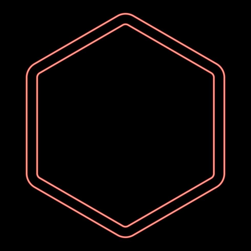 Neon hexagon shape element red color vector illustration image flat style
