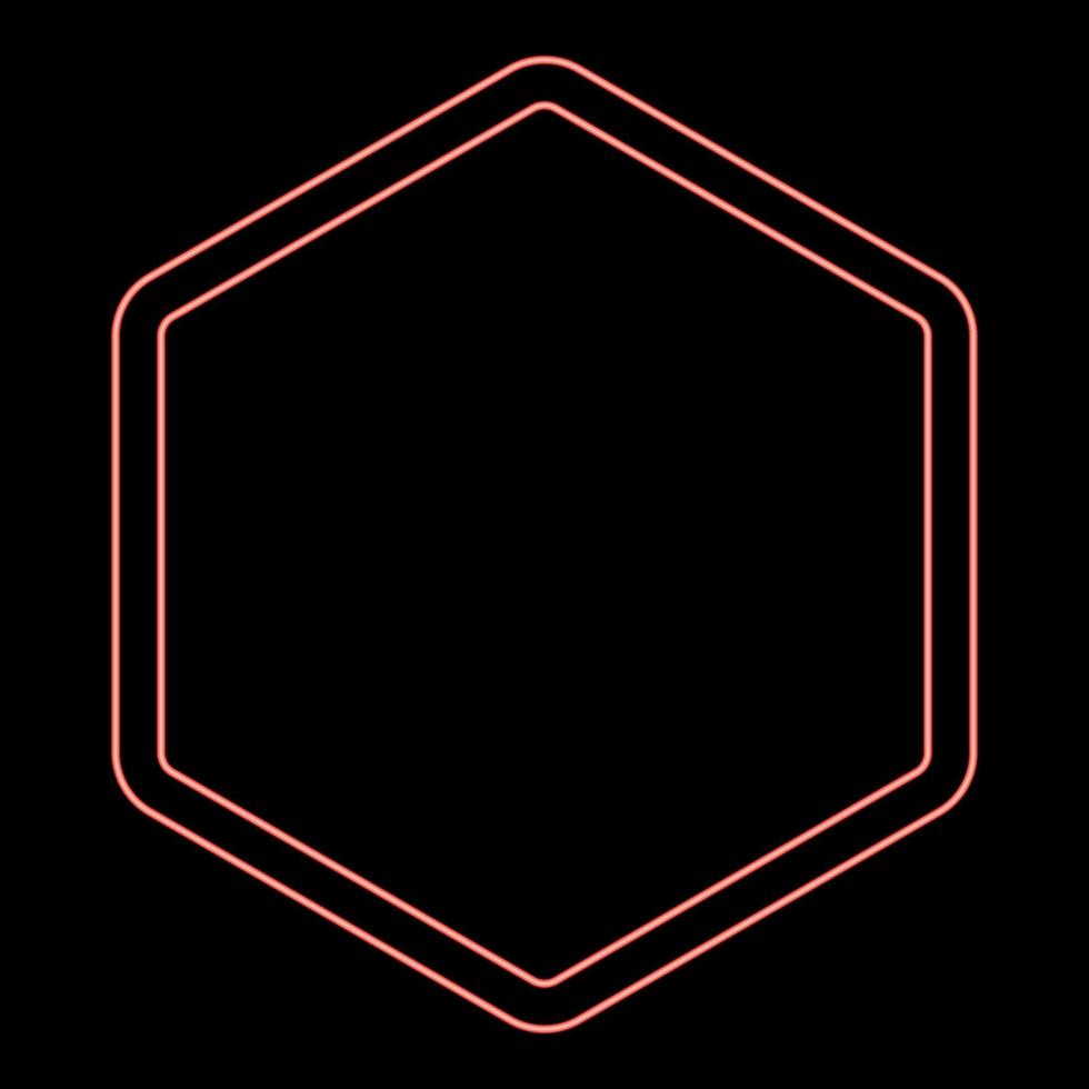 Neon hexagon shape element red color vector illustration image flat style