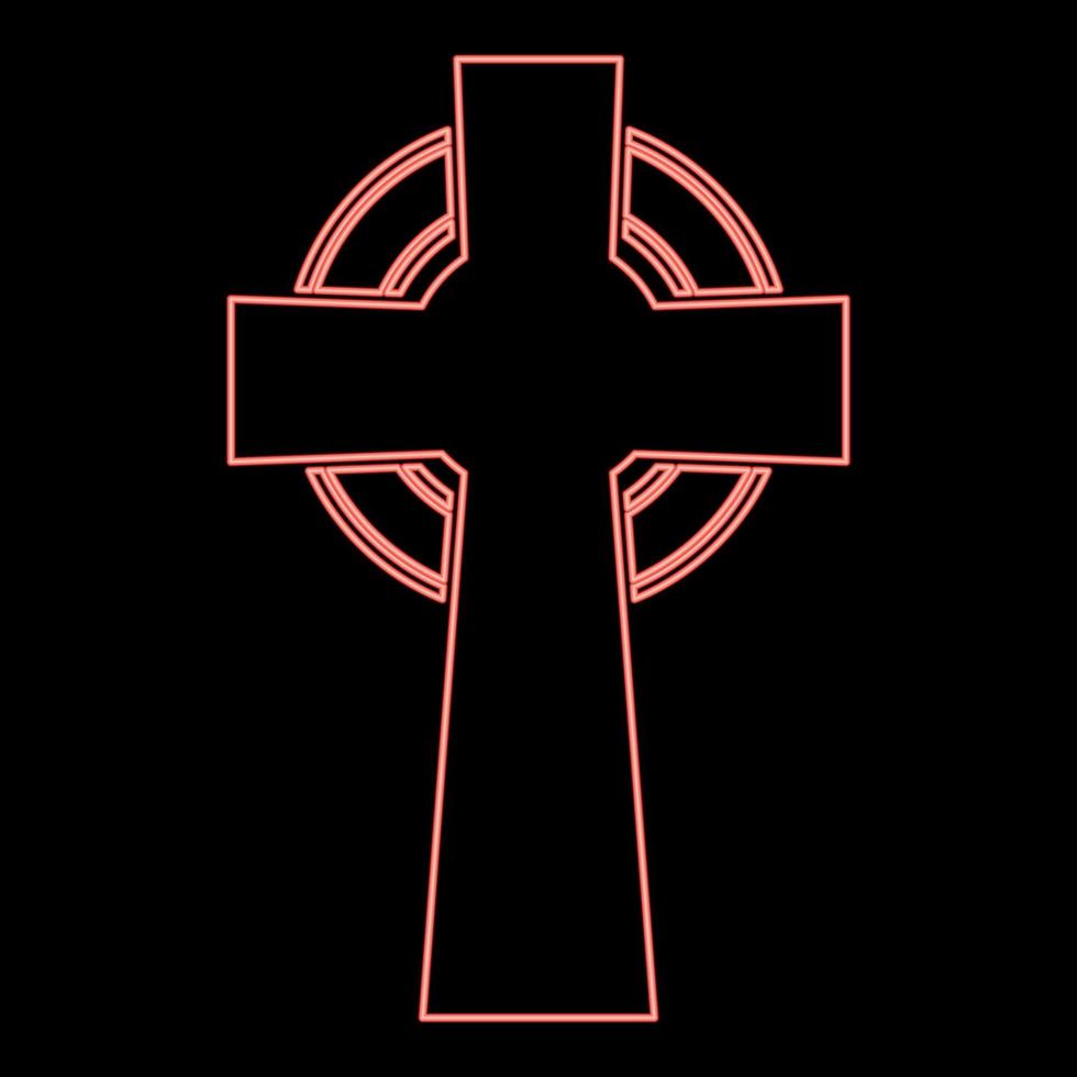 Neon celtic cross red color vector illustration image flat style