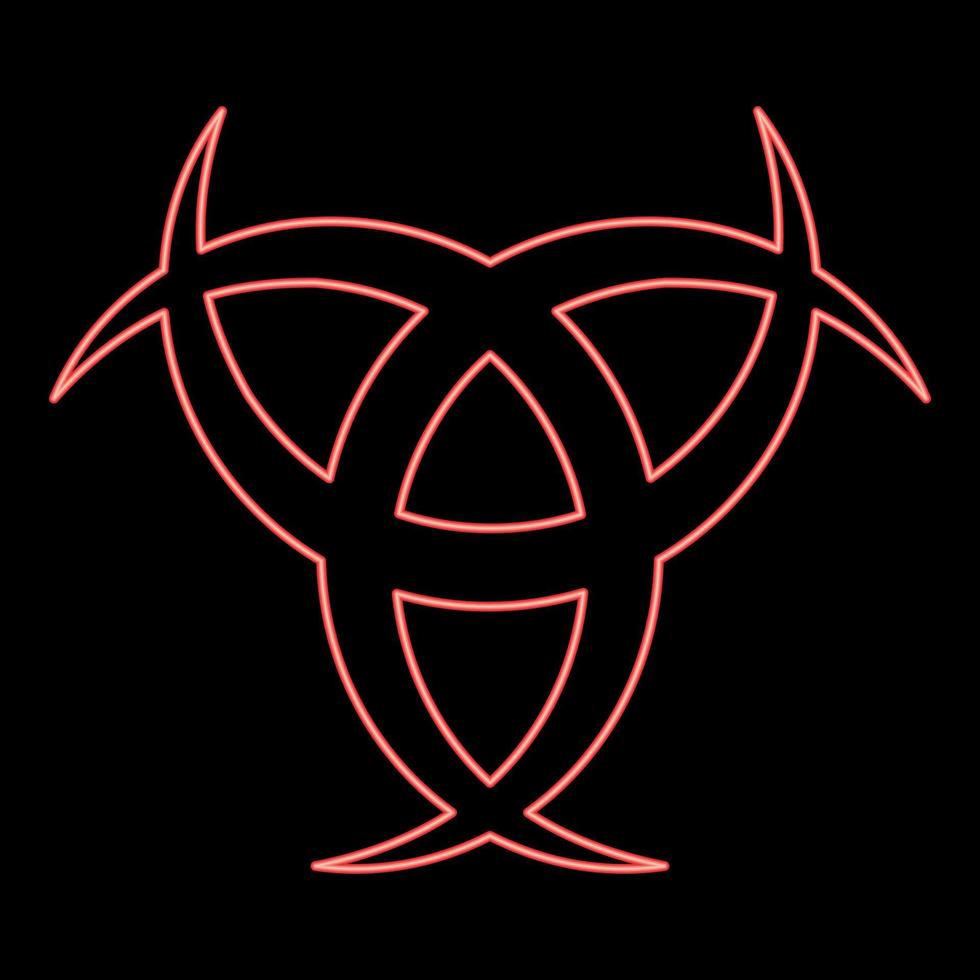 Neon horn Odin Triple horn of Odin red color vector illustration image flat style