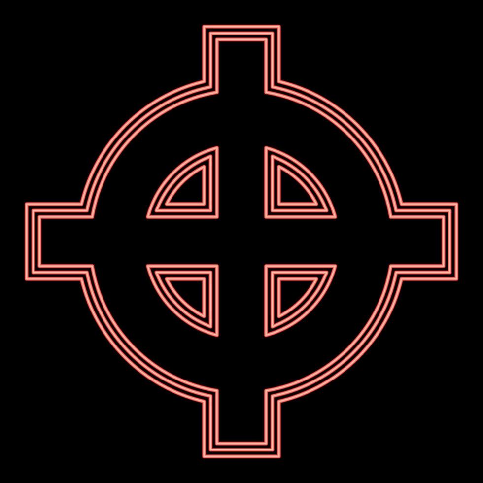 cruz celta de neón blanco superioridad color rojo vector ilustración imagen estilo plano