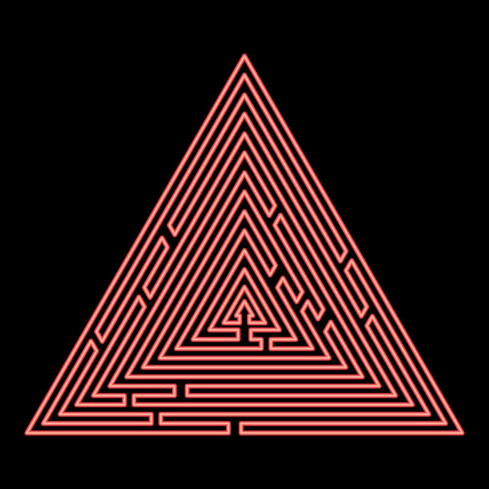 laberinto triangular de neón laberinto enigma laberinto enigma color rojo vector ilustración imagen estilo plano