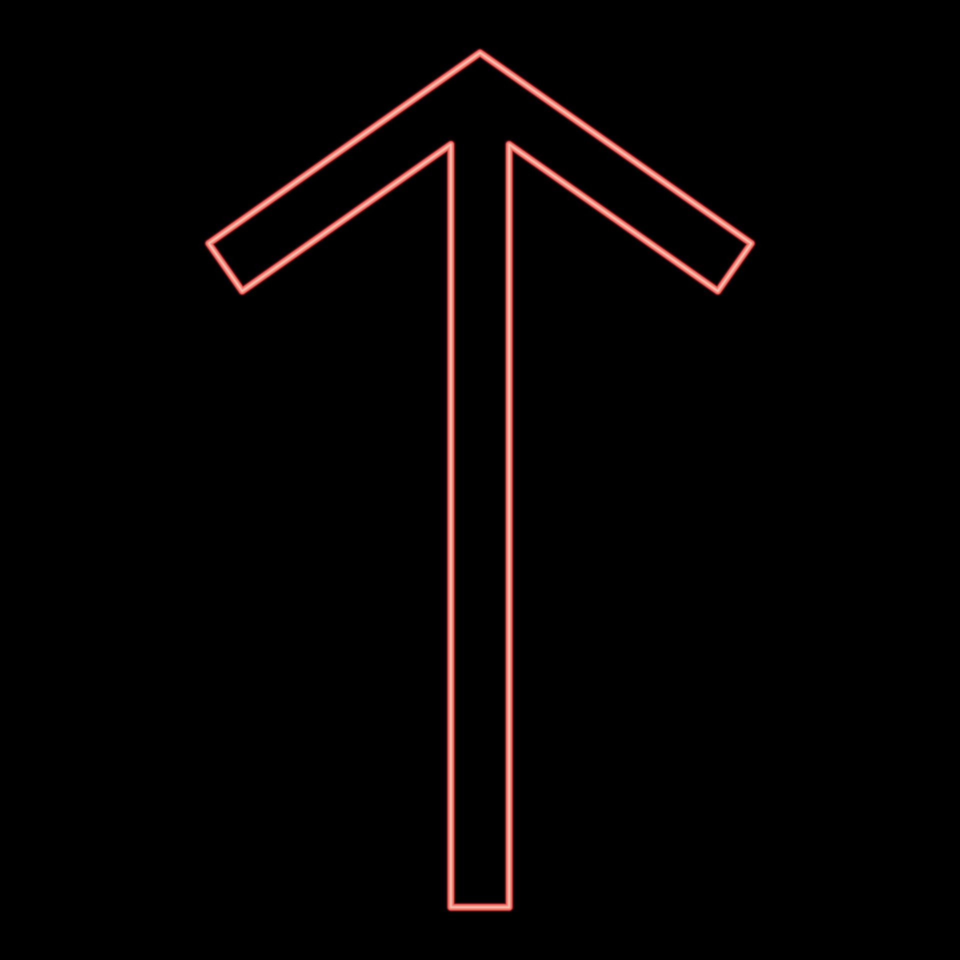 Neon teiwaz rune Telwaz tyr warrior symbol red color vector