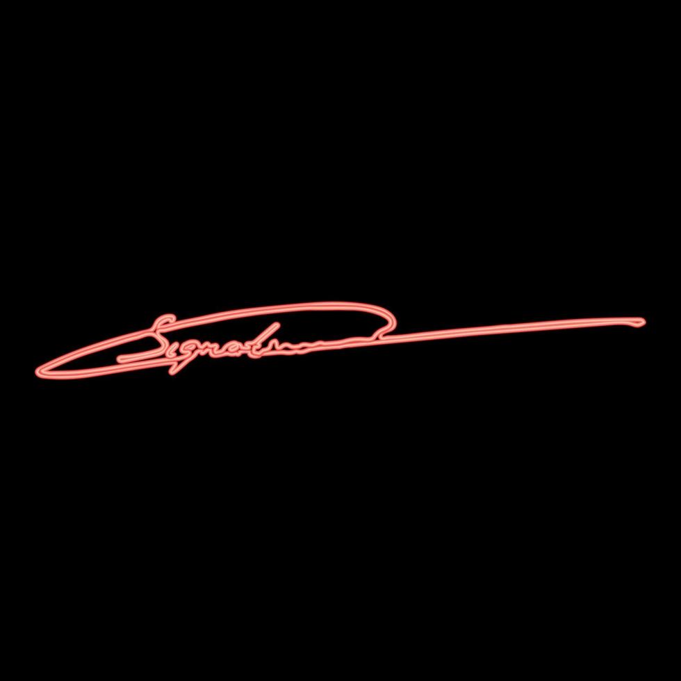 Neon signature handwriting red color vector illustration image flat style