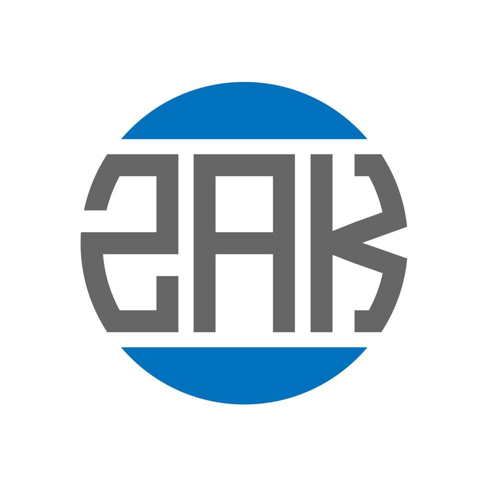 diseño de logotipo de letra zak sobre fondo blanco. concepto de logotipo de círculo de iniciales creativas de zak. diseño de letras zak. vector