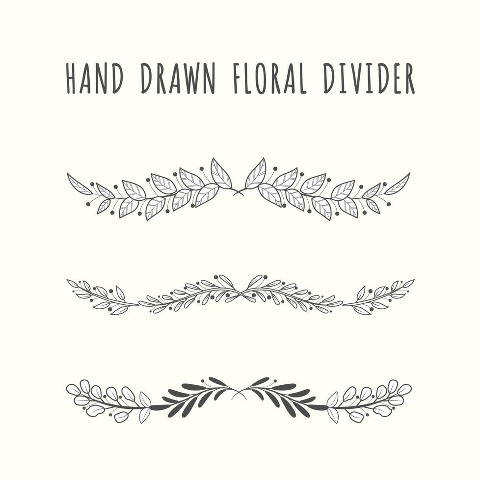 Hand drawn floral divider borders collection with branches and flower vector